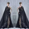 2020 Tony Chaaya Mermaid Sukienki wieczorowe Seksowne czarne koronkowe aplikacje balowe z Cape Illusion Tiuls Appeds Celebrity F2508