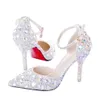 Zapatos de boda de tacón alto con diamantes de imitación, zapatos femeninos para fiesta y graduación, zapatos de tacón de cristal de San Valentín para dama de honor 315b