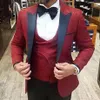 Haftowe męskie garnitury męskie podwójnie piersi niestandardowy Slim Fit Groom Tuxedos Szal Lapel Trzyczęściowe spodnie kurtki męskie Blazer247L