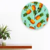 Wall Clocks Tropical Fruit Pineapple Green Decorative Round Clock Arabic Numerals Design Non Ticking Bedrooms Bathroom Large