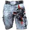 Jeans pour hommes Field Training Pants Military Trendy Sports 3D Skull Print Shorts Outdoor Loose Fitting Street Deni