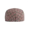 Berety jesienne zimowe wełniane kapelusz mężczyźni vintage beret kobiety houndstooth dzianina czapka do przodu gatsby malarze hats gorro hombre boina