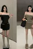 Work Dresses Sexy Spicy Girl Suit Women's One-shoulder Pure Desire Spliced Lace Tops High Waist Wrap Hip Skirt Two-piece Set Female Clothing