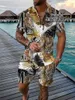 Survêtements pour hommes Track and Field Suit 2 pièces de style hawaïen imprimé 3D polo shorts vêtements décontractés pour hommes à glissière 230721