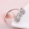 Fashion Simple Women's Bowtie Shape CZ White Gold Filled Lover Engagement Wedding Promise Ring Sz6-10303P