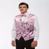 Tanie 2019 Pink Camo Men kamizelki z krawatem kamuflażu groom -groomman kamizelka tanie satynowe