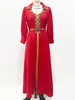 Etniska kläder Eid Party Dress Women Lapel Abaya Ramadan Moroccan Kaftan Dubai Lyxiga pärlor Klänningar Elegant långärmad islam Turkiet Abayas 230721