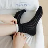 Calcetines de mujer moda coreana verano calado transpirable elástico largo Casual Color sólido Harajuku Streetwear Crew Sox