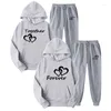 2023Men's Hoodies 2023 Hommes et femmes Couple Set Lover Forever Together Originalité Mode Imprimé Costumes À Capuche Pantalon À Capuche Streetwear 4XL