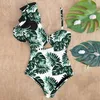 Sexy Een Schouder Ruffle Badpak Print Bloemen Badmode Vrouwen Badpak Badpak Beachwear Monokini 220226254j