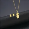 Collier Boucles D'oreilles Ensemble Famille Bébé Enceinte Fête Des Mères Cadeau En Acier Inoxydable Père Amour Maman Femmes Fille Fille Colliers Bijoux