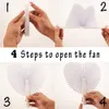 Frame 50pcs White Heart Shape Folding Fan Blank Fan Festival Hand Fans Party Gift Diy Painting Birthday Wedding Party Decoration