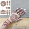 Autocollant de tatouages temporaires en dentelle de henné brun pour les femmes autocollants Mehndi pour la main cou corps plume flore tatouage au henné étanche