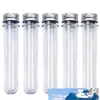 Przezroczyste plastikowe rurki testowe z srebrnymi zakręcami rurka do kąpieli pojemniki na solę cukierki 40 ml290m