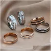 Band Rings Fashion Simple Design Titanium Steel Mens Ring Oil Drip Lover Couple Gold Wedding For Women Drop Delivery Jewelry Dhfrk