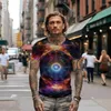 Herren-T-Shirts, Sommer-Shirt, fluoreszierendes Muster, 3D-Druck, lässiger Modetrend