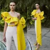 2020 Sexiga balklänningar Ruffles One Shoulder Satin Jumpsuits Women Formal Wear Ankel Längd Elegant Party Evening Dress WB2480