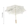 Umbrellas STOBOK Wedding Embroidery Cotton Craft For Rain With Vintage Wood Handle Bridal Props Decor (