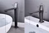 Robinets de lavabo Robinet en laiton noir Robinet d'évier de salle de bain chaud et froid Toilette montée sur le pont Mélangeur de couleur nickel / gris Robinet d'eau
