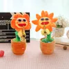 Novidade Jogos Cantar E Dançar Cactus Sun Flower Brinquedo Simulação Girassol Tocando Saxofone Bluetooth Musical Pelúcia 230721