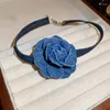 Tour de cou 2023 été tendance Denim fleur collier pour femmes mode Bijoux Sexy Collares accessoires