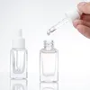 Frasco conta-gotas transparente de fundo quadrado grosso de vidro de 10ml 15ml por atacado é usado para separar frascos de essência original e óleo essencial