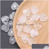 Charmes Avec Trou Pierre De Cristal Naturel 10Mm Forme De Coeur Améthyste Rose Quartz Pendentif Pour Diy Chakra Collier Bijoux Accessoires Dro Dho96