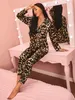 Women's Sleepwear Sexy Leopard Pajamas Suit Sleep Set Nightgown Lady Rayon Home Wear Nightwear Loose Sleepwear Intimate Lingerie 2PCS Shirt Pants 230721