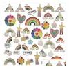 Charms 40Pcs Handmade Diy Jewelry Pendants For Bracelet Necklace Earring Accessories Alloy Oil Drip Rainbow Cloud Jewellery Fitting Dhhke