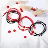 Link Kette Einfache Liebhaber Glück Wunsch Rote Bohnen Seil Armband Für Frauen Handgemachte Schwarz String Armbänder Paare Partei Schmuck geschenk F262d