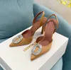 Amina Muaddi Sandals Luxury Designer Dress Shoes Bowknot Crystal Diamond Decoration Transparent PVC Wine Cup Heels