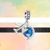 925 Silver Fit Pandora Charm 925 Bracelet Shining Airplane Earth Flowers Butterfly Charms Set for Pandora Charms Jewelry 925 Charm Beads Accessories