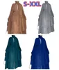 Etnisk klädmodes sömmar muslimsk klänning kvinnor tre lager chiffong elegant abaya ramadan cardigan hijab marocain klänning robe 230721