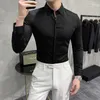 Mäns avslappnade skjortor mode gentleman brittisk stil avancerad känsla koreansk version slim-fit affär professionell icke-järnskjorta skjorta