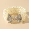 Nouveau Baroque Multicouche Imitation Perle Bracelet En Métal Or Arc Strass Charme Bracelets pour Femmes Parti Bijoux Accessoires1249z