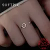 SoftPig Real 925 Sterling Silver Zircon Hollow Round Ringe Ring For Women Women Cute Guit Gine Jewelry Associalist Minimalist