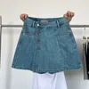 Women's Jeans Trend Denim Skirt 2023 Summer Shorts High-waisted Thin Multi-button A-line Culottes Wide Leg Pants Women