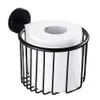 black Stainless steel Bathroom Shower Room Toilet Paper Basket Holder Round Tissue Rack Shelf Wall Mounted accessories279W