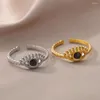 Bröllopsringar Delikat ädelsten Birthstone Justerbar öppen ring Minimalistisk rund stenfinger för kvinnliga gåvor