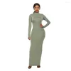 Casual Dresses YMING Women Dress Maxi Long Sleeve Turtleneck Evening Party Sexy Club Bodycon Lady Vestidos