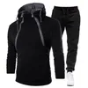 Agasalhos esportivos masculinos, moda esportiva, agasalhos de corrida, inverno, pano quente, zíper, moletom, moletom, 2 peças, conjunto, pulôver com capuz casual