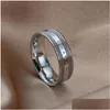 Band Rings Fashion Simple Design Titanium Steel Mens Ring Oil Drip Lover Couple Gold Wedding For Women Drop Delivery Jewelry Dhfrk