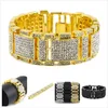 New Fashion Acciaio inossidabile Bling Full Diamond Oro Argento Nero Hip Hop Mens Watch Band Bracciale a catena Rapper Wristband Jewelry f294b