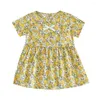 Robes de fille xinyu 2023 Enfants vêtements bébé filles robe fleur imprimement infantile décontracté coton né vêtements 6m-4t enfants