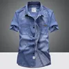 Chemises habillées pour hommes Chemises en jean À la mode Homme Chemise sociale Été À manches courtes Hommes Haute qualité Bouton Up BlouseTop Vêtements pour hommes Tee Shirt 230721