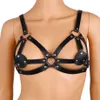 Bras Women Clubwear Sexy Bra Harness Black PU Leather Strappy Body Chest Bust Belt Roleplay Costume Garter Cage299V