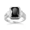 2017 Nouveau Grand Noir Zircon Pierre 10KT Or Blanc Rempli Bague De Mariage Pour Dame Sz6-10233N