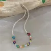 Chains Korean Retro Small Daisy Necklace Female Flower Accessories Colorful Glass Beads Niche Personality Color Jewelry