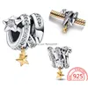 Charms The 100% 925 Sterling Sier Charm Series Bead Flash Stars And Moon Pendant Glass Security Chain Fit Pandora Bracelets Diy Jewe Dheao