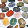 Stone Inspirational Lettered Hope Dream Healing Irregar Thumb Worry Natural Crystal Reiki Treatment Minerals Mas Craft Ornaments Dro Dht8U